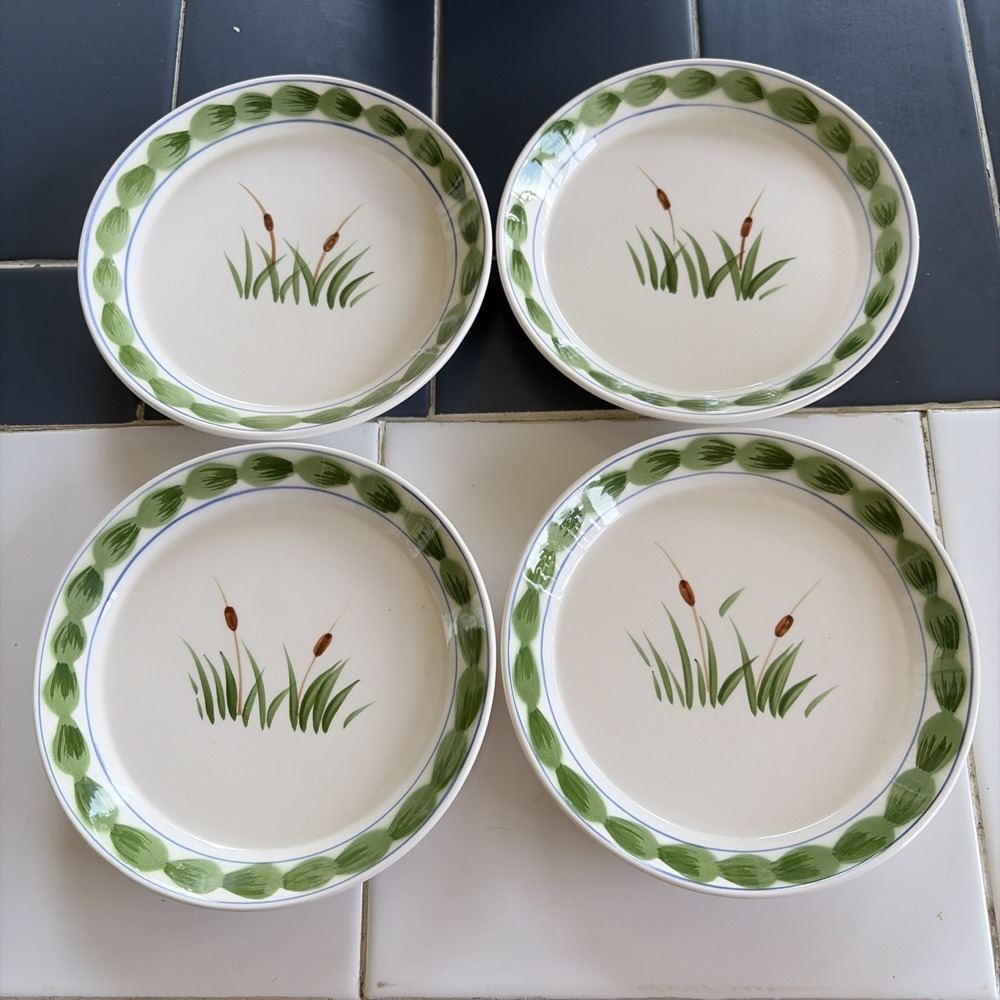 The Haldon Group Vintage Dessert Plates Cattails 6" 1981 set of 4 (E3)